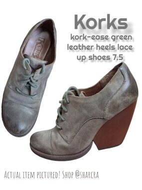 Korks By Kork Ease the Roana bootie distressed Leather Lace-up Saddle shoe 7.5